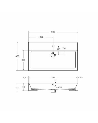 Раковина Cezares 80 CZR-MIL-80-LVB Белая