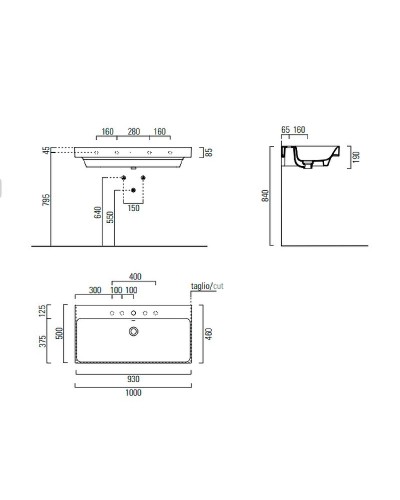 Раковина GSI Nubes 100 9623111 Белая