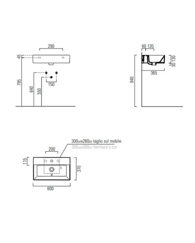 Раковина GSI Kube X 60 9454111 Белая