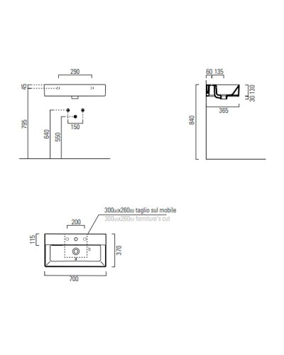 Раковина GSI Kube X 70 9455111 Белая