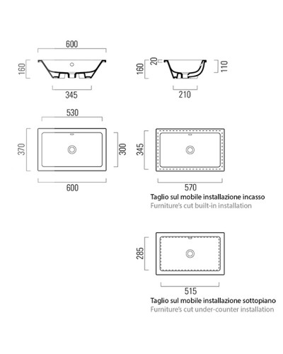 Раковина GSI Kube X 60 8953911 Белая