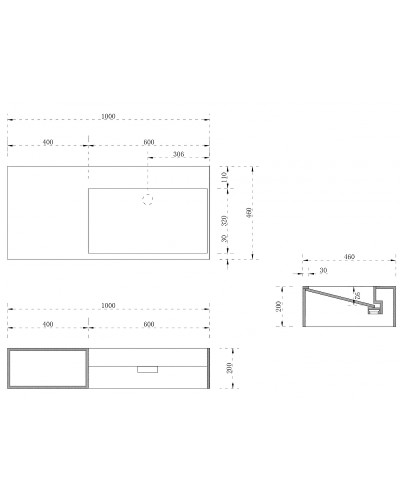 Раковина Abber Stein 100 L AS2640-1.0 L Белая матовая