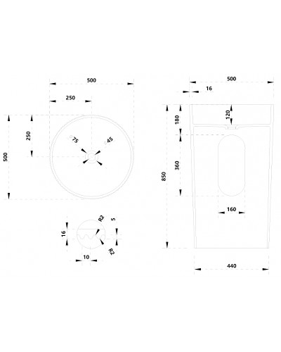 Раковина Abber Stein 50 AS2501-H Белая матовая