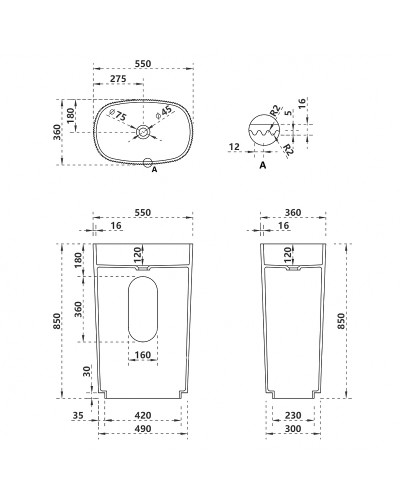 Раковина Abber Stein 55 AS2502-H Белая матовая