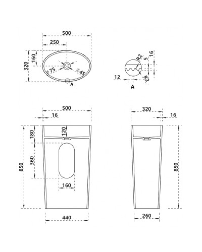 Раковина Abber Stein 50 AS2504-H Белая матовая