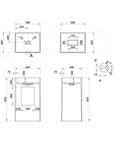 Раковина Abber Stein 50 AS2503-H Белая матовая