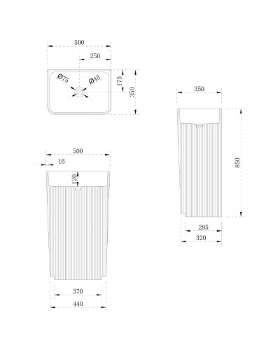 Раковина Abber Stein 50 AS2505-H Белая матовая