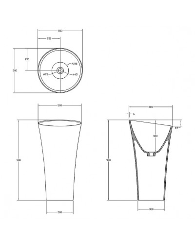 Раковина Abber Stein 50 AS2509 Белая матовая
