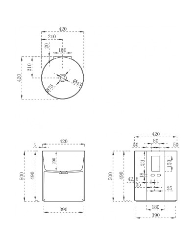 Раковина Abber Stein 42 AS2624 Белая матовая