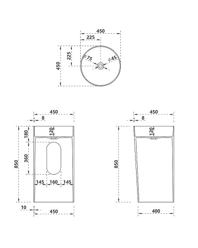 Раковина Abber Stein 45 AS2506-H Белая матовая