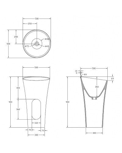 Раковина Abber Stein 50 AS2509-H Белая матовая