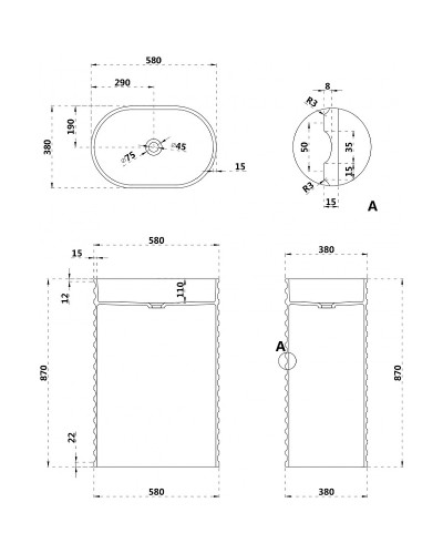 Раковина Abber Stein 58 AS2550 Белая матовая