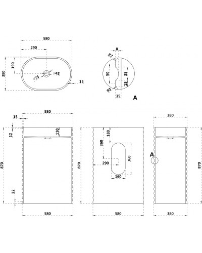 Раковина Abber Stein 58 AS2550-H Белая матовая