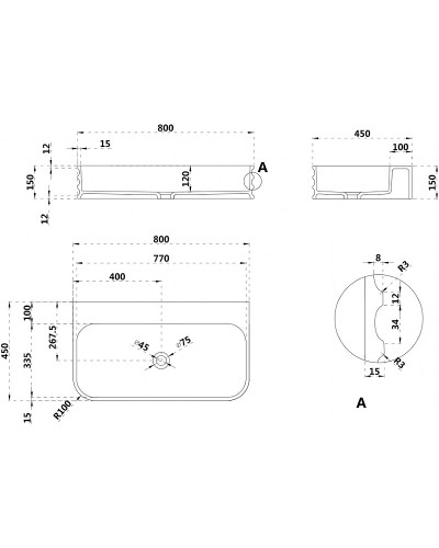 Раковина Abber Stein 80 AS2651-0.8 Белая матовая