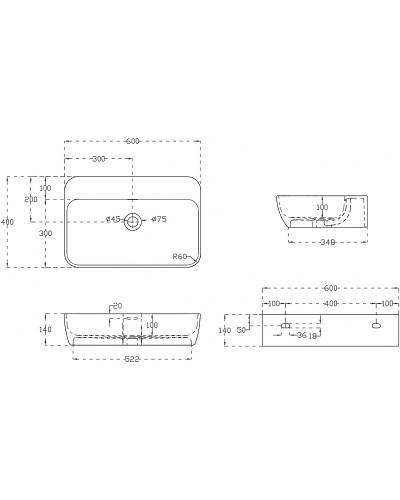 Раковина Abber Stein 60 AS2654 Белая матовая