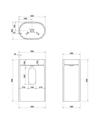 Раковина Abber Stein 58 AS2551-H Белая матовая
