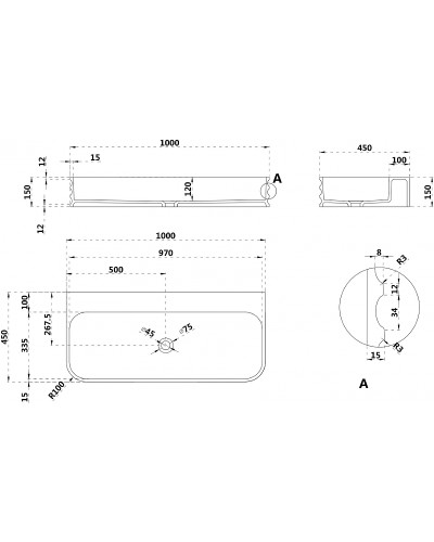 Раковина Abber Stein 100 AS2651-1.0 Белая матовая