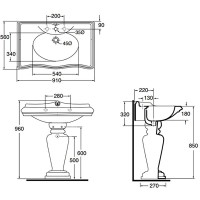 Раковина Azzurra Jubilaeum 91 JULP0905500MBI/(JUB200/90 bi)x1 Белая