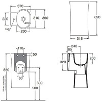 Раковина Azzurra Nativo 35 LALS035370NM/(NAT200/1 bi)x1 Белая