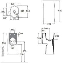 Раковина Azzurra Nativo 35 LALS035370NM/(NAT200/1 bi)x1 Белая