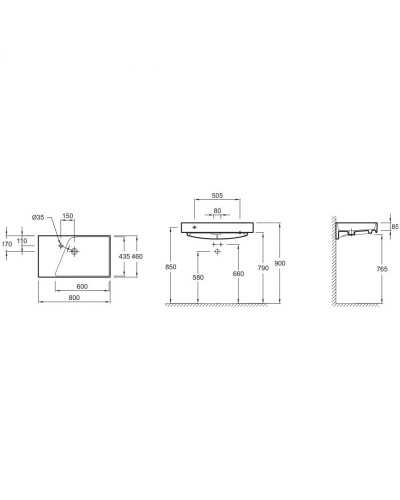 Раковина Jacob Delafon Rythmic 80 EXO112-00 Белая