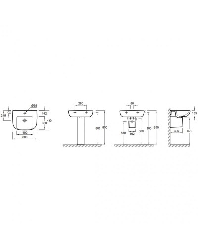 Раковина Jacob Delafon Odeon Up 60 E4736-00 Белая
