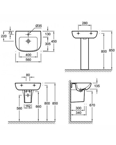 Раковина Jacob Delafon Odeon Up 56 E4737-00 Белая