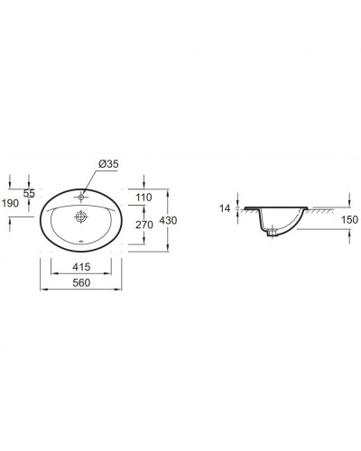Раковина Jacob Delafon Patio 56 E4155-00 Белая