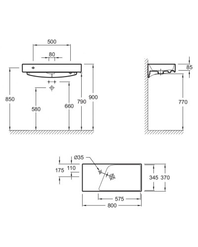 Раковина Jacob Delafon Rythmik 80 EXP112-00 Белая