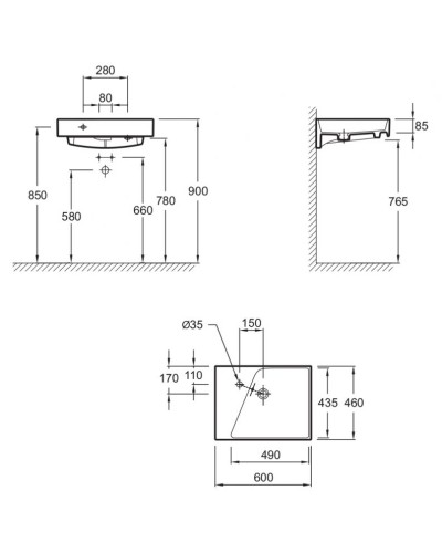 Раковина Jacob Delafon Rythmik 60 EXQ112-00 Белая