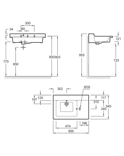 Раковина Jacob Delafon Soprano 80 EXL122-00 Белая