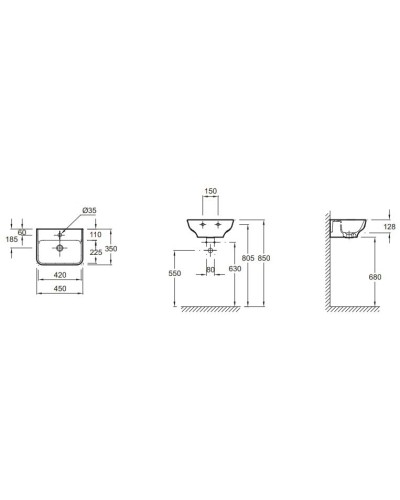 Раковина Jacob Delafon Struktura 45 EGH112-00 Белая