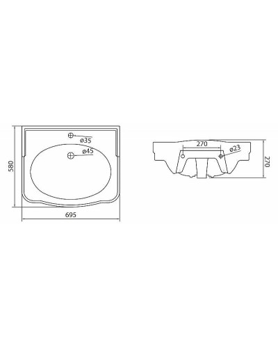 Раковина BelBagno Boheme 70 BB115L Белая
