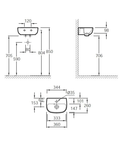 Раковина Jacob Delafon Odeon Up 36 E4761-00 Белая