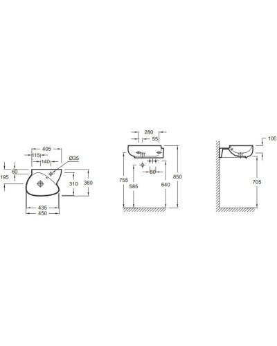 Раковина Jacob Delafon Nouvelle Vague 36 EGK112-00 Белая