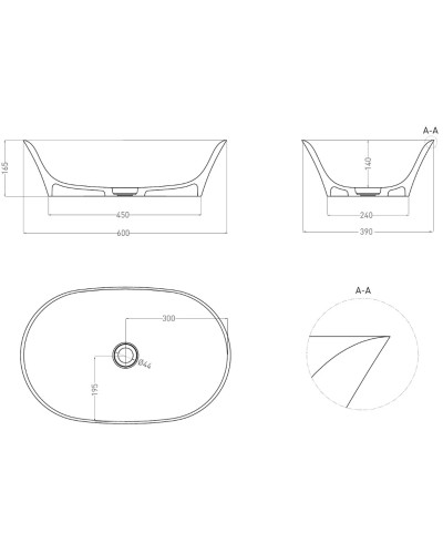 Раковина 60x36 см Salini S-Stone Mona 110821M