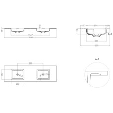 Раковина 180x50 см Salini S-Stone Onda 180 1402202M