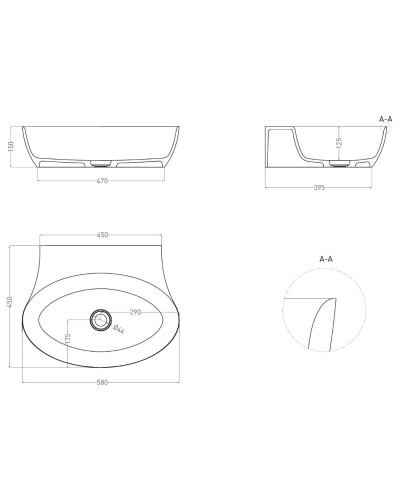 Раковина 58x45 см Salini S-Sense Alda Wall 01 140311G