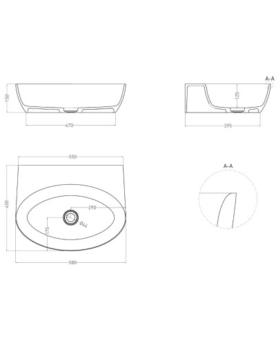 Раковина 58x45 см Salini S-Sense Alda Wall 02 140312G