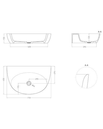 Раковина 71x45 см Salini S-Sense Alda Wall 03 140313G