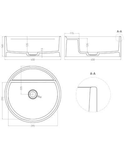 Раковина 45x45 см Salini S-Sense Armonia Top 02 130116G