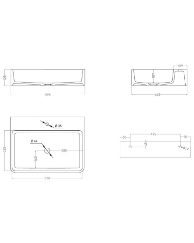 Раковина 59,5x44,5 см Salini S-Sense Ottavia 1103101G
