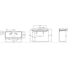 Раковина двойная подвесная 120х46 см Jacob Delafon Rythmik EXM112-00
