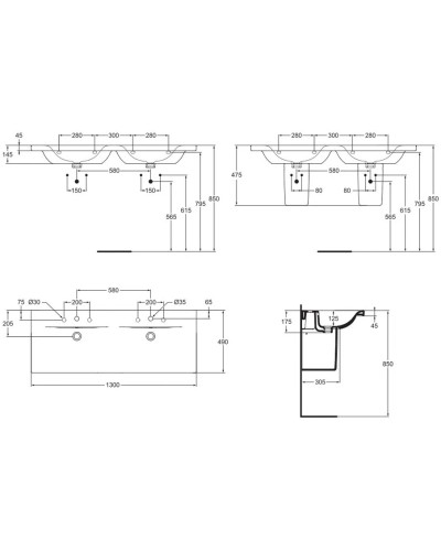 Раковина  двойная 130 см Ideal Standard Connect Vanity E813601