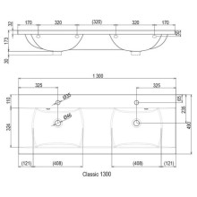 Умывальник двойной 130 см Ravak Classic 1300 XJD01113000
