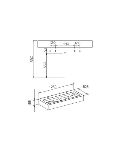 Раковина двойная 125 см KEUCO Edition 300 30371310002
