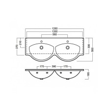 Раковина Hatria Sophie 125 Y0Q501 двойная Белая