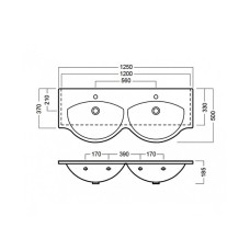 Раковина Hatria Sophie 125 Y0Q501 двойная Белая