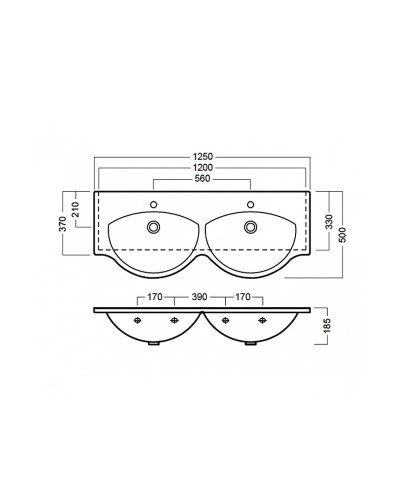Раковина Hatria Sophie 125 Y0Q501 двойная Белая