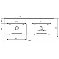 Раковина Marka One Duo 120 Polytitan У99050 двойная Белая